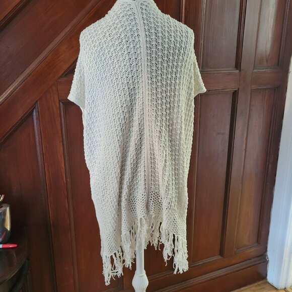 Torrid Open Front Crochet Fringe Cardigan Kimono Ivory Size 00 L - Picture 5 of 7